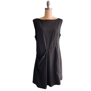 Sarah Pacini black wool blend sleeveless dress with zipper accent